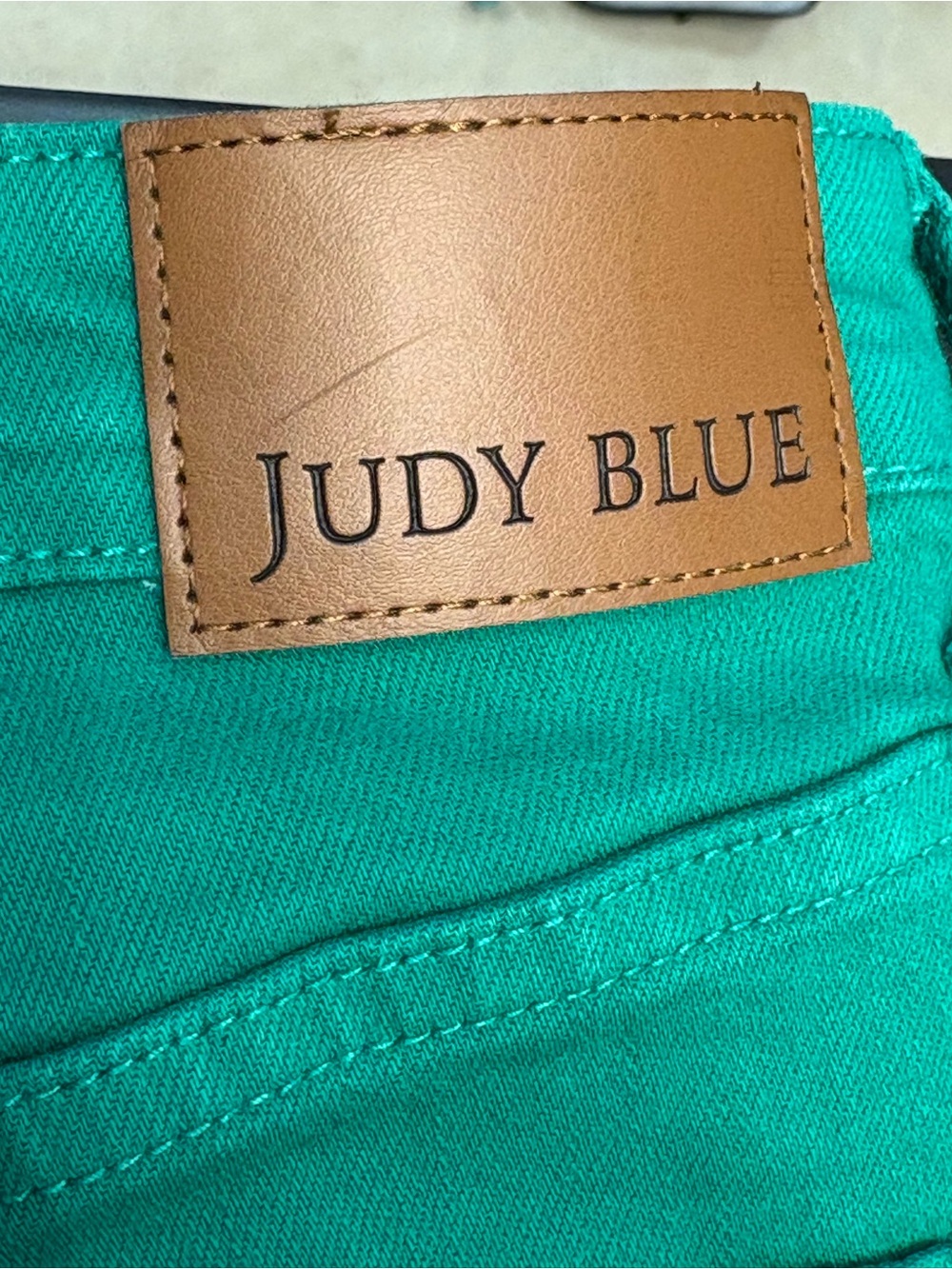 Judy Blue High Rise Garment Dyed Cropped Flare Jeans in Kelly Green - Picture 10 of 14